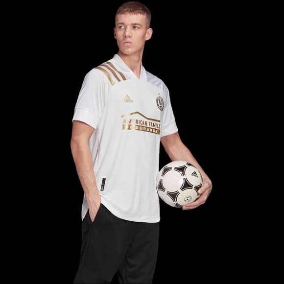 ADIDAS ATLANTA UNITED FC AWAY AUTHENTIC JERSEY MENS SOCCER SIZE MEDIUM WHITE GOL - Picture 1 of 6